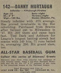1948-49 Leaf #142 Danny Murtaugh Back