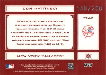 2004 Playoff Absolute Memorabilia - Tools of the Trade Red #TT-42 Don Mattingly Back