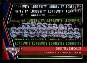 2018 Panini USA Baseball Stars & Stripes - Longevity #1 USA Baseball 18U National Team Front