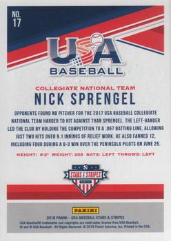 2018 Panini USA Baseball Stars & Stripes - Longevity Base #17 Nick Sprengel Back
