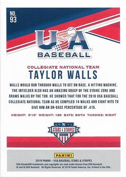2018 Panini USA Baseball Stars & Stripes - Longevity Base #93 Taylor Walls Back