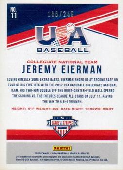 2018 Panini USA Baseball Stars & Stripes - Longevity Base Ruby #11 Jeremy Eierman Back