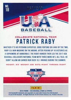 2018 Panini USA Baseball Stars & Stripes - Longevity Base Ruby #18 Patrick Raby Back