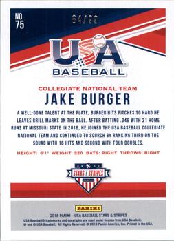 2018 Panini USA Baseball Stars & Stripes - Longevity Holo Foil #75 Jake Burger Back