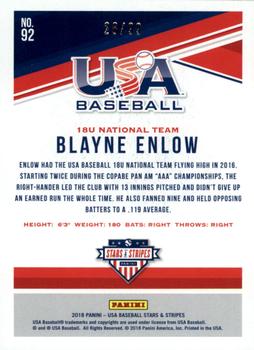 2018 Panini USA Baseball Stars & Stripes - Longevity Holo Foil #92 Blayne Enlow Back