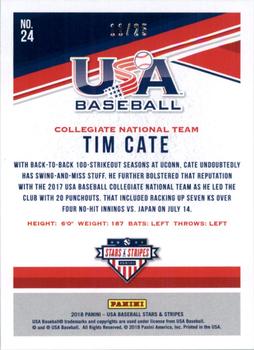 2018 Panini USA Baseball Stars & Stripes - Longevity Team Logo Gold #24 Tim Cate Back