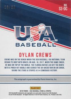 2018 Panini USA Baseball Stars & Stripes - 15U National Team Signatures Black Ink #SS-DC Dylan Crews Back