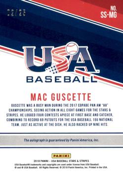 2018 Panini USA Baseball Stars & Stripes - 15U National Team Signatures Black Ink #SS-MG Mac Guscette Back
