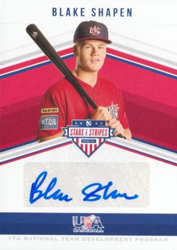 2018 Panini USA Baseball Stars & Stripes - 17U National Team Signatures #SS-BS Blake Shapen Front