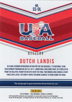 2018 Panini USA Baseball Stars & Stripes - 17U National Team Signatures #SS-DL Dutch Landis Back