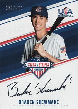 2018 Panini USA Baseball Stars & Stripes - CNT Signatures Black Ink #BSH Braden Shewmake Front