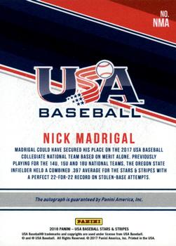 2018 Panini USA Baseball Stars & Stripes - CNT Signatures Black Ink #NMA Nick Madrigal Back