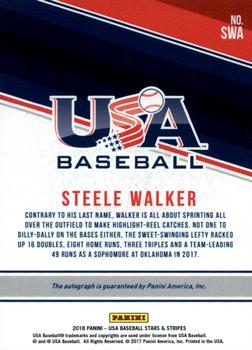 2018 Panini USA Baseball Stars & Stripes - CNT Signatures Black Ink #SWA Steele Walker Back