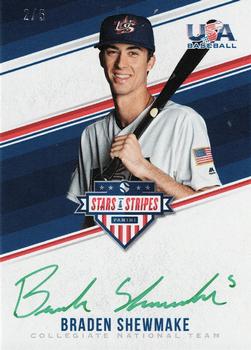 2018 Panini USA Baseball Stars & Stripes - CNT Signatures Green Ink #BSH Braden Shewmake Front