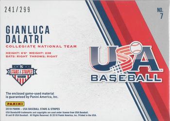 2018 Panini USA Baseball Stars & Stripes - Jumbo Patch #7 Gianluca Dalatri Back
