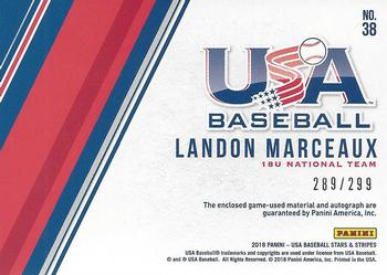 2018 Panini USA Baseball Stars & Stripes - Stars and Stripes Signatures #38 Landon Marceaux Back