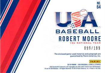 2018 Panini USA Baseball Stars & Stripes - Stars and Stripes Signatures #64 Robert Moore Back