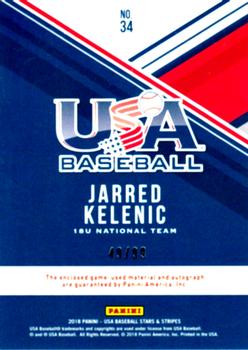 2018 Panini USA Baseball Stars & Stripes - USA BB Silhouettes Black Gold Signatures Jerseys #34 Jarred Kelenic Back