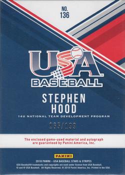 2018 Panini USA Baseball Stars & Stripes - USA BB Silhouettes Signatures Jerseys #136 Stephen Hood Back