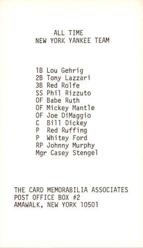 1973 TCMA All-Time New York Yankees #NNO Bill Dickey Back
