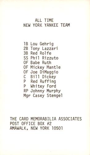 1973 TCMA All-Time New York Yankees #NNO Joe DiMaggio Back