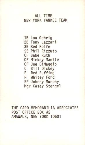 1973 TCMA All-Time New York Yankees #NNO Lou Gehrig Back