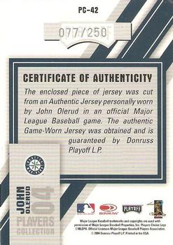 2004 Playoff Honors - Players Collection Jersey Blue #PC-42 John Olerud Back