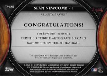 2018 Topps Tribute - Autographs Green #TA-SNE Sean Newcomb Back