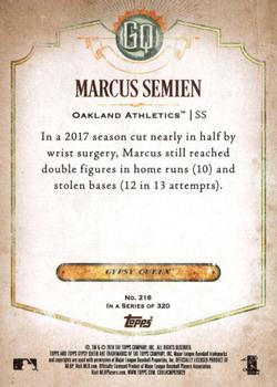 2018 Topps Gypsy Queen - Missing Black Plate #216 Marcus Semien Back
