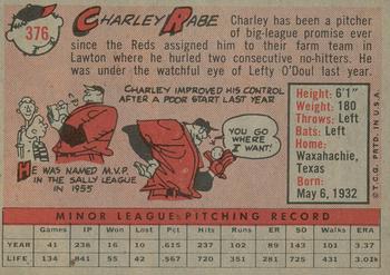2014 Topps - 75th Anniversary Buybacks 1958 #376 Charley Rabe Back