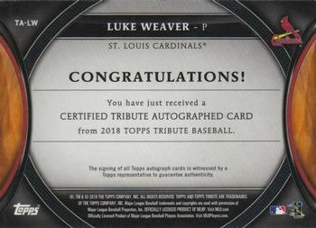 2018 Topps Tribute - Autographs Blue #TA-LW Luke Weaver Back