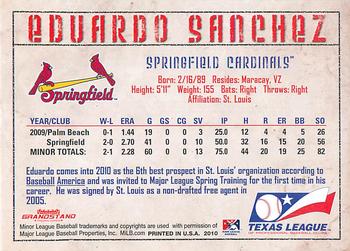 2010 Grandstand Texas League Top Prospects #NNO Eduardo Sanchez Back