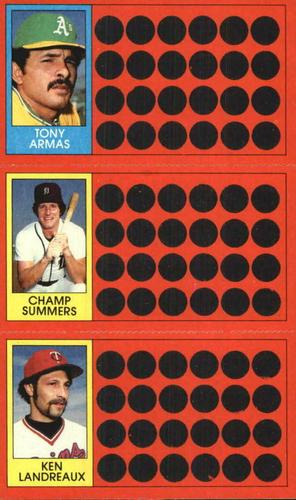 1981 Topps Scratch-Offs - Panels #6 / 24 / 41 Tony Armas / Champ Summers / Ken Landreaux Front