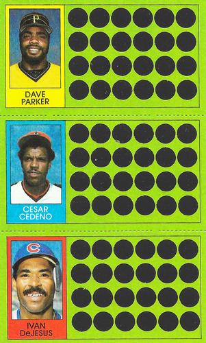 1981 Topps Scratch-Offs - Panels #59 / 77 / 94 Dave Parker / Cesar Cedeno / Ivan DeJesus Front