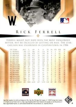 2004 SP Legendary Cuts #97 Rick Ferrell Back