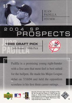 2004 SP Prospects #93 Juan Padilla Back