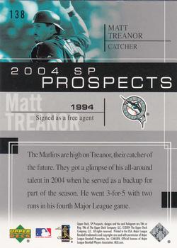 2004 SP Prospects #138 Matt Treanor Back