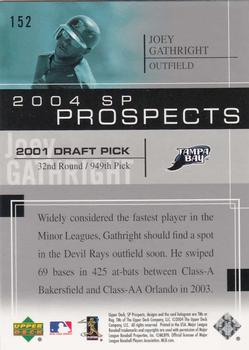 2004 SP Prospects #152 Joey Gathright Back