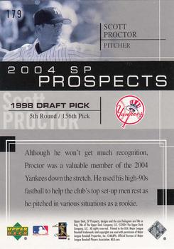 2004 SP Prospects #179 Scott Proctor Back