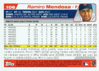 2004 Topps #106 Ramiro Mendoza Back