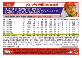 2004 Topps #11 Kevin Millwood Back