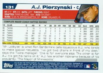 2004 Topps #131 A.J. Pierzynski Back