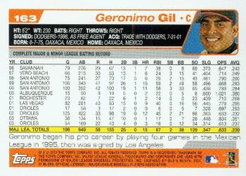 2004 Topps #163 Geronimo Gil Back
