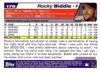 2004 Topps #178 Rocky Biddle Back