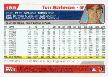 2004 Topps #189 Tim Salmon Back