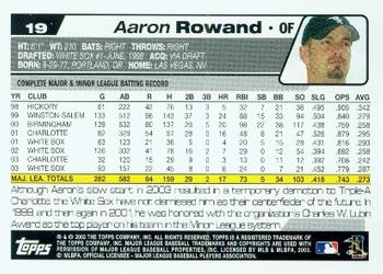 2004 Topps #19 Aaron Rowand Back
