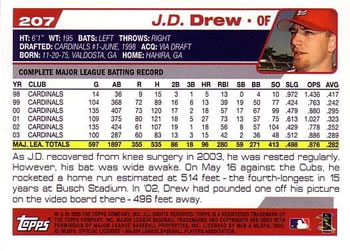 2004 Topps #207 J.D. Drew Back