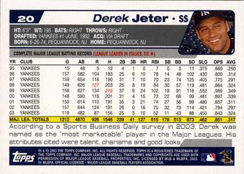 2004 Topps #20 Derek Jeter Back