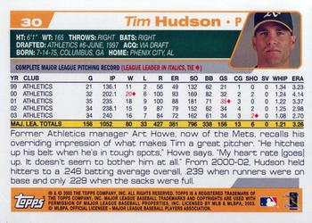2004 Topps #30 Tim Hudson Back