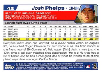 2004 Topps #42 Josh Phelps Back